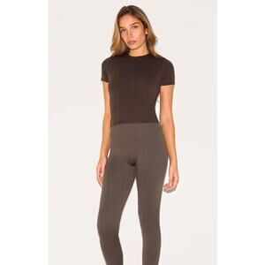 PrettyLittleThing Dark Brown Basic Seamless High Waisted Gym Leggings Size S NWT